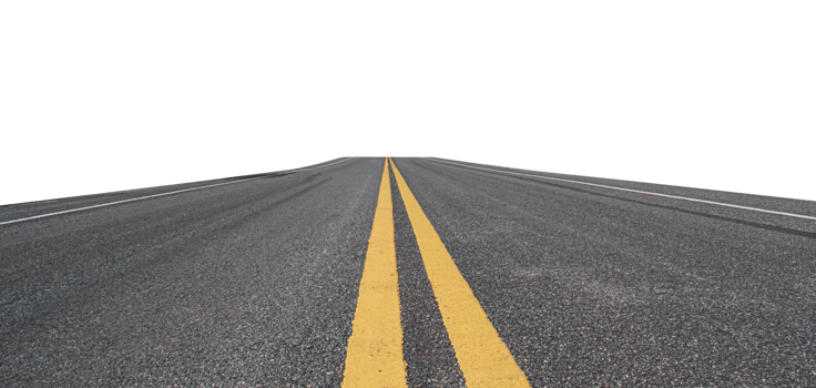 Empty asphalt road isolated on transparent background, PNG File