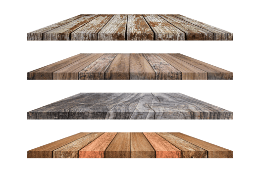Set of wooden flooring isolated on transparent background, PNG File Format.