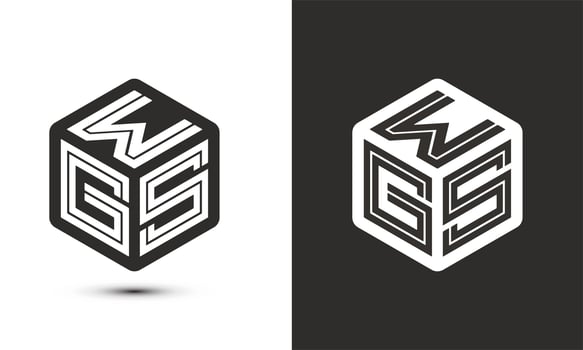 W G S letter logo design with illustrator cube logo, vector logo modern alphabet font overlap style. Premium Business logo icon. White color on black background