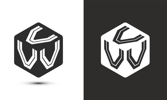 V letter logo design with illustrator cube logo, vector logo modern alphabet font overlap style. Premium Business logo icon. White color on black background