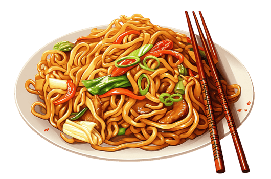 Chow Mein png Noodles png Chinese fried chow mein png Chicken chow mein png Chinese Chow Mein png Asian Chow Mein png Chow Mein transparent background Ai Generated