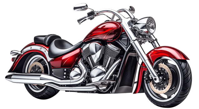 Cruiser motorbike png luxurious motorcycle red motorcycle png cruiser motorbike transparent background Ai Generated