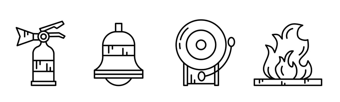 Firefighter equipment icon design black line. Stock vector. vector