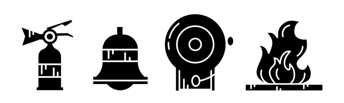 Firefighter equipment icon collection design. Stock vector. vector