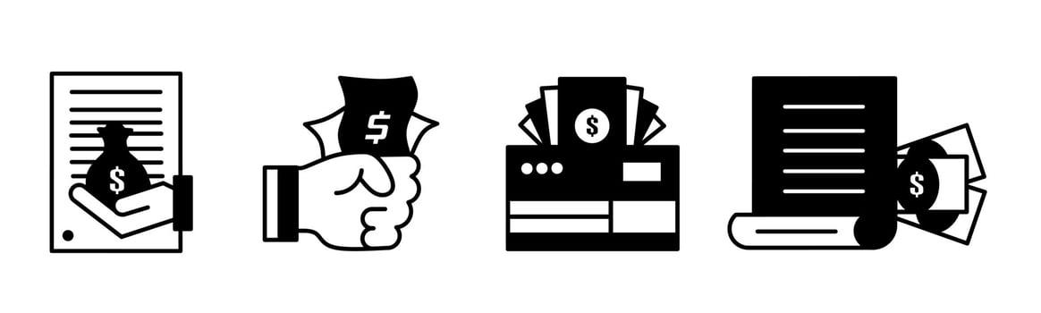 Money icon vector black and white Illustration design for business. Stock vector.