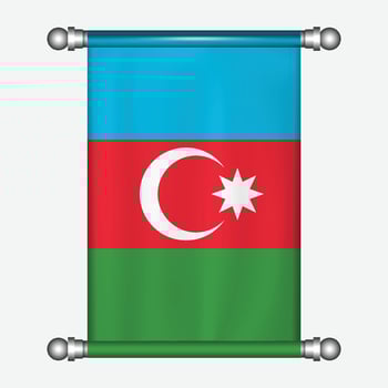 A flag of azerbaijan hanging on a metal rod vector