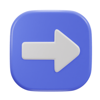 right arrow button icon on 3d rendering illustration png
