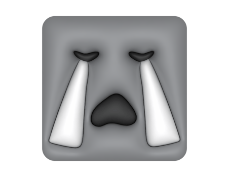 a gray square with a black nose and two white eyes png