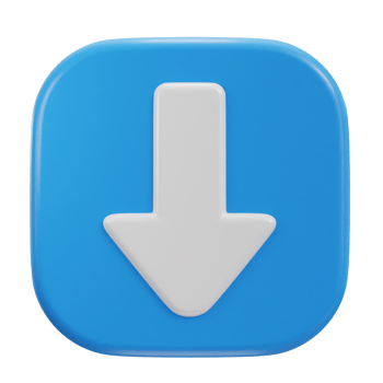 down Arrow icon on 3d rendering illustration png