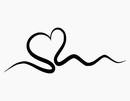 Elegant signature of love or heart signs. Hand drawn continuous line script. Cursive text of heart lettering vector suitable for card, wedding, note.