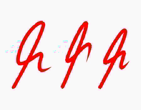 Approval sign with red. Set of hand drawn initial sign to giving scores. vector