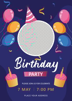 Kids birthday party invitation card template vector