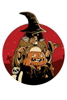 The Witch. Vintage Horror Cartoon Illustration Style. vector