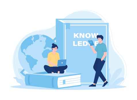 Learn to use a laptop and global concept flat illustration vector