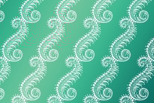 White Paisley Pattern on a Green Background vector