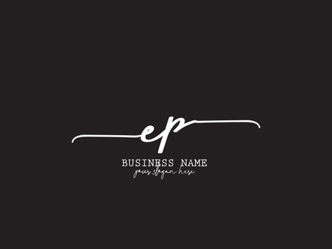 Luxury Ep Signature Letter Logo, Modern Feminine EP Logo Icon Design vector