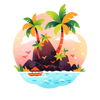 Beautiful Island Clipart AI Generative png