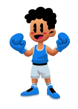 Happy Cartoon Boy Boxer Player Illustration vector