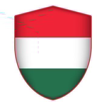 Hungary flag in shield shape. Vector illustration.