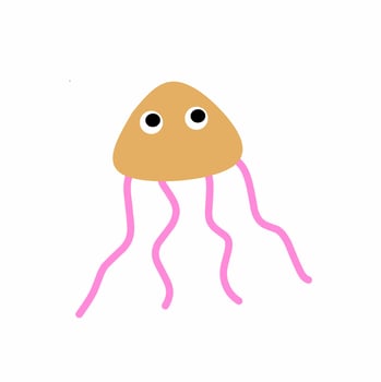 cartoon design of a jellyfish with pink fins vector