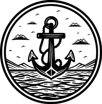 Anchor - Black and White Isolated Icon - Vector illustration