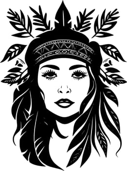Boho - Black and White Isolated Icon - Vector illustration