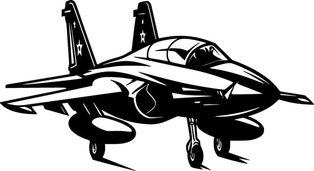 Fighter Jet, Minimalist and Simple Silhouette - Vector illustration
