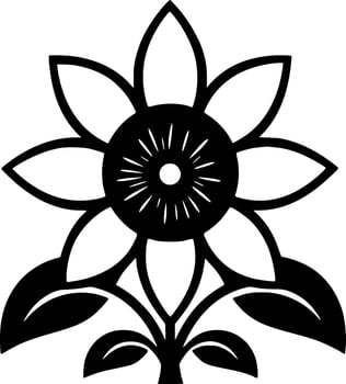 Flower, Black and White Vector illustration