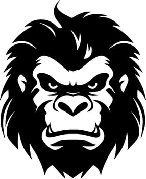 Gorilla, Black and White Vector illustration