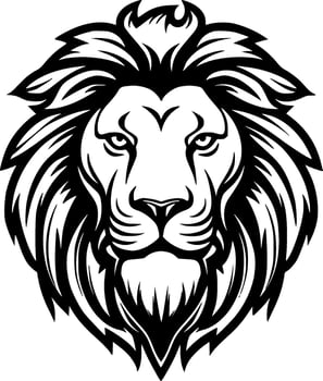 Lion, Black and White Vector illustration