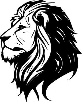 Lion, Black and White Vector illustration
