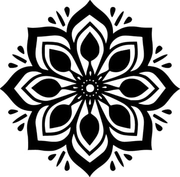 Mandala, Black and White Vector illustration
