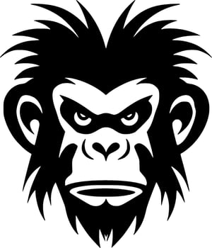 Monkey - Black and White Isolated Icon - Vector illustration