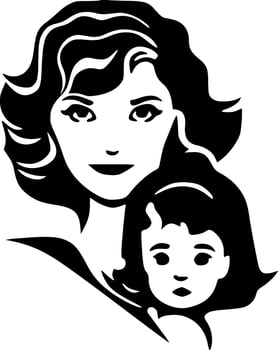 Mom - Black and White Isolated Icon - Vector illustration