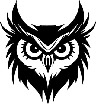 Owl, Black and White Vector illustration
