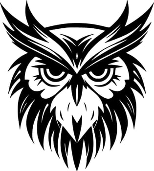 Owl, Black and White Vector illustration