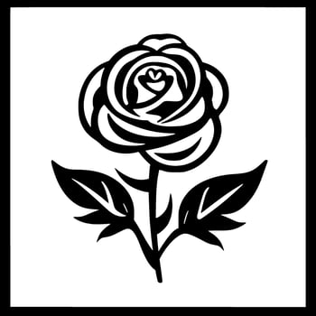 Rose, Black and White Vector illustration