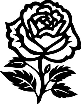Rose - Black and White Isolated Icon - Vector illustration