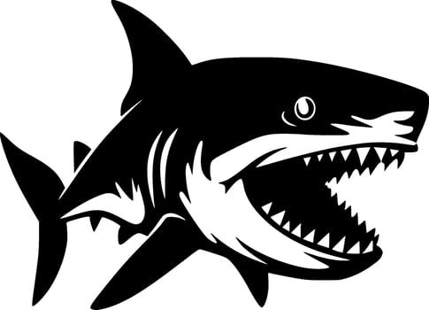 Shark, Black and White Vector illustration