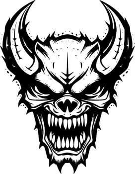 Skull, Black and White Vector illustration