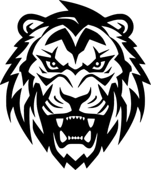 Tiger, Black and White Vector illustration