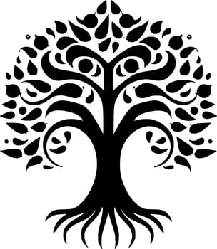 Tree of Life - Black and White Isolated Icon - Vector illustration