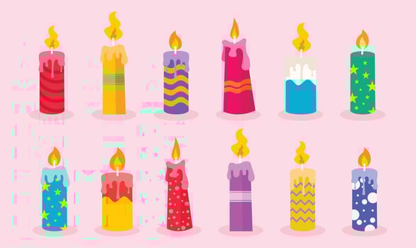Candle collection flat vector illustration