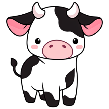 Cute Chibi Cow Clipart AI Generative png