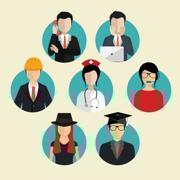 Group of working people diversity, diverse business men and women avatar icons. Flat vector illustration. People characters.