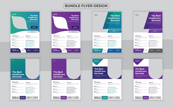 Medical bundle Flyer Design Template and Hospital Flyer set, corporate branding, Medical Brochure vector