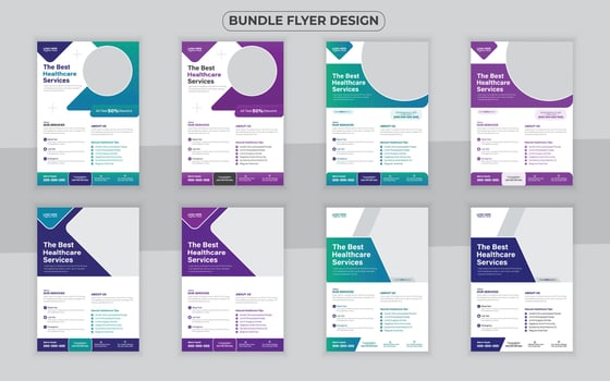 Medical bundle Flyer Design Template and Hospital Flyer set, corporate branding, Medical Brochure vector