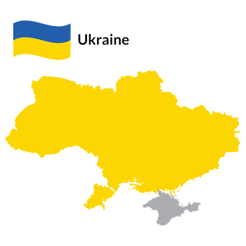 Map of Ukraine with Ukraine national flag png