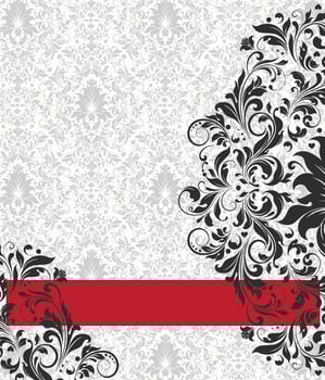 Vintage invitation card with ornate elegant abstract floral design vector
