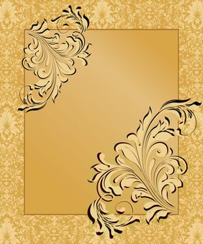 Vintage invitation card with ornate elegant abstract floral design vector